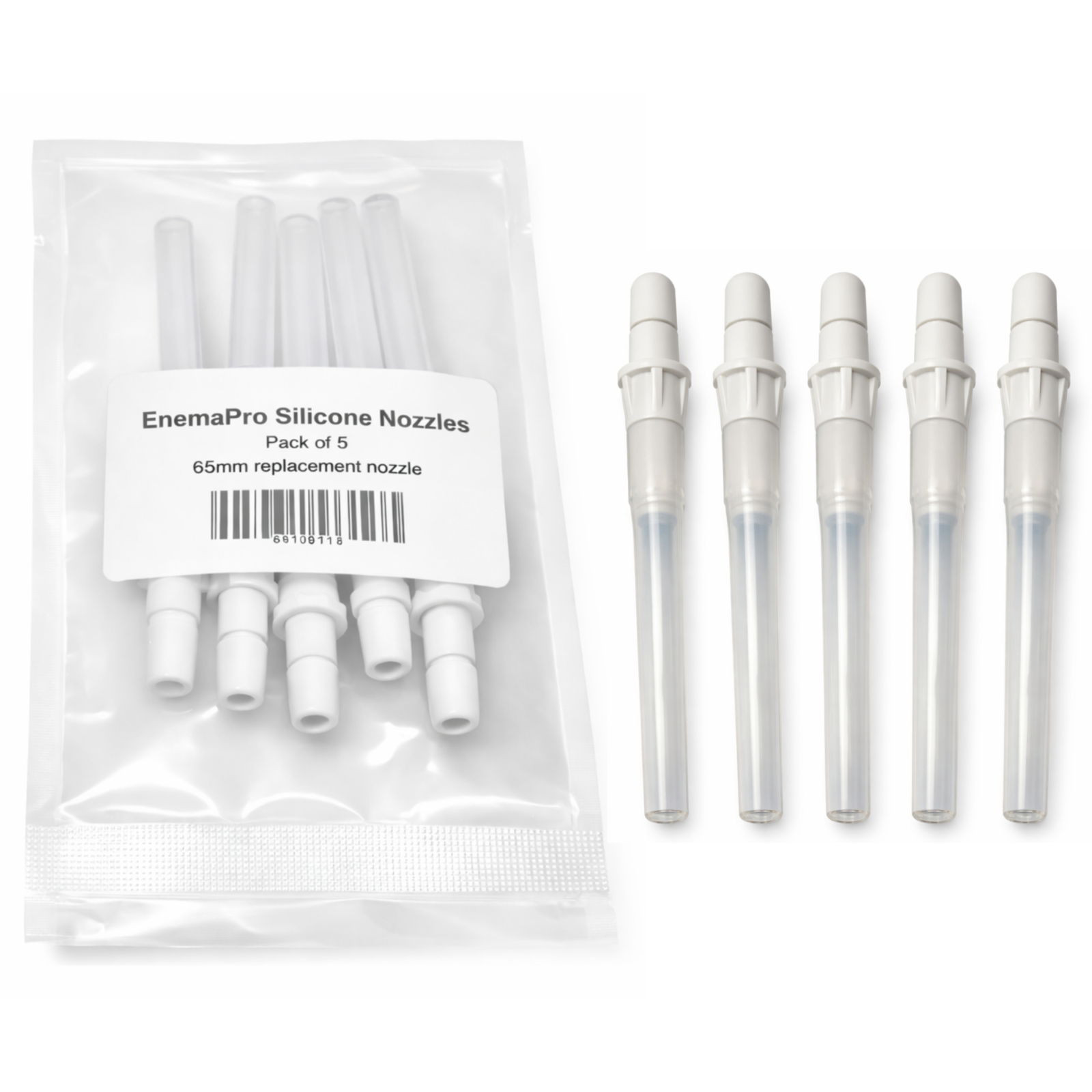 Pack of 5 x 65mm EnemaPro Silicone Nozzles
